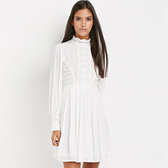 white crochet dress forever 21
